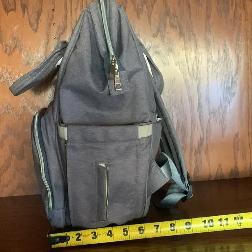 Diaper Bag Backpack Gray Multi-Pocket Baby Travel Backpack